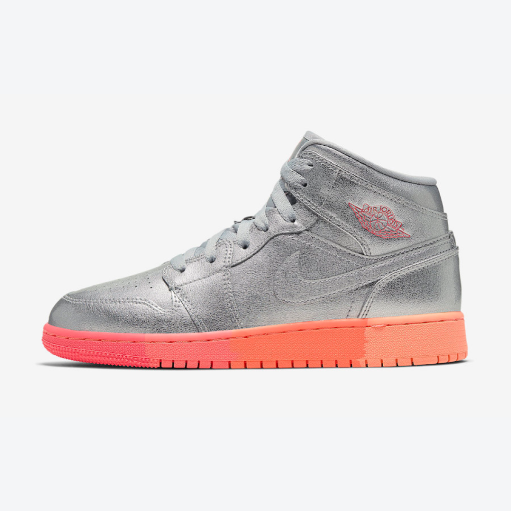 Air Jordan 1 Mid 'Metallic Silver Pink Crimson' (GS)