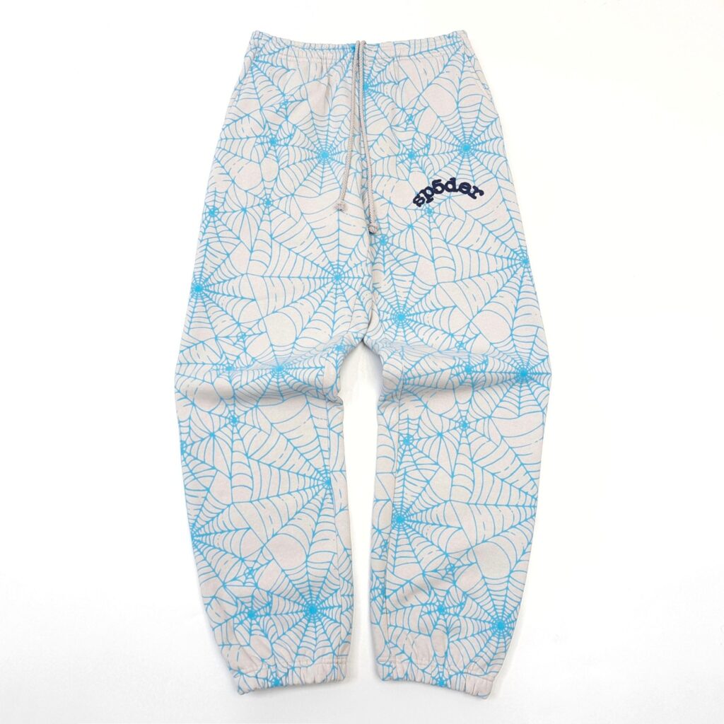 Sp5der AOP Web Sweatpants Cream Blue