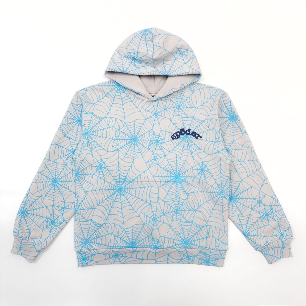 Sp5der AOP Web Hoodie Cream Blue