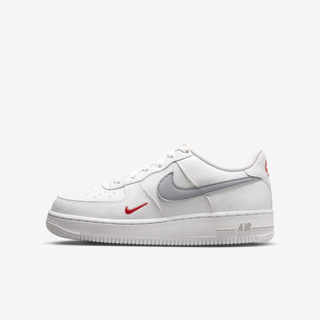 Nike Air Force 1 Low 'White Grey Crimson' (GS)