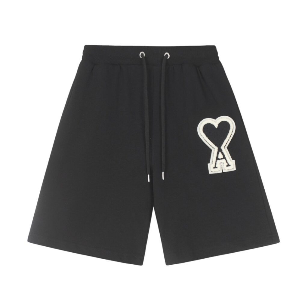 AMI Paris Oversize Logo Black Shorts