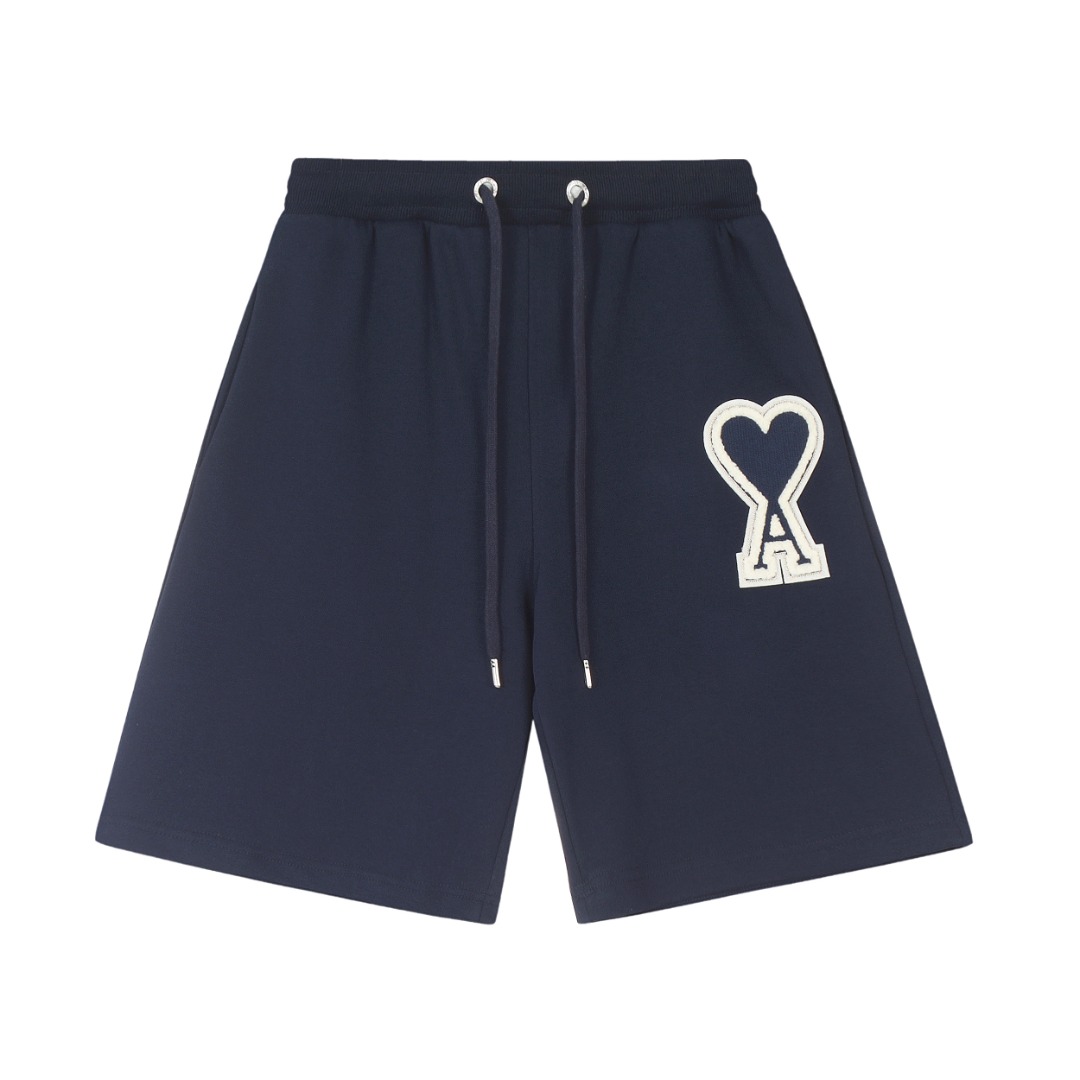 AMI Paris Oversize Logo Blue Shorts