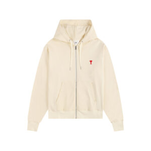 AMI Paris Zip Hoodie Beige