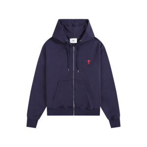 AMI Paris Navy Blue Zip Hoodie