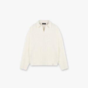 Represent Wool-Blend Ribbed Polo Sweater