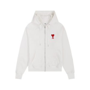 AMI Paris White Zip Hoodie