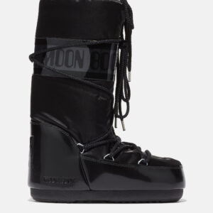 Moon Boot ICON GLANCE BLACK SATIN BOOTS