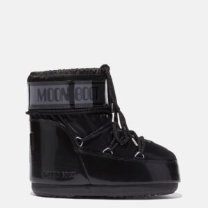 Moon Boot ICON LOW GLANCE BLACK SATIN BOOTS