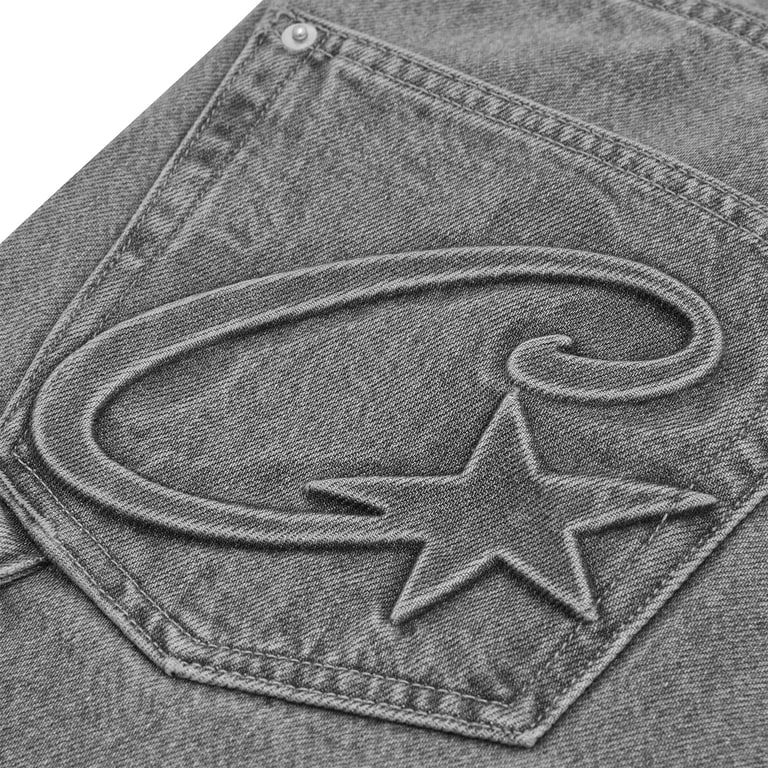 Corteiz Embossed C-star Denim Work Pant Grey2