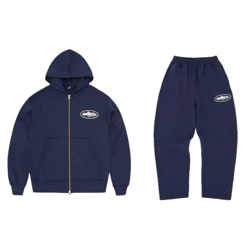 Corteiz Island Puff Print Tracksuit Navy