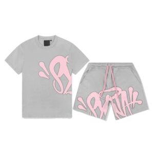 Syna World Logo T-Shirt & Short Set Grey/Pink