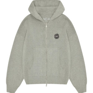 Broken Planet Sun Logo Knit Zip-Up Hoodie Heather Grey