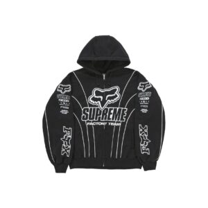 Supreme Fox Racing Zip Up Hooded Sweatshirt - Black