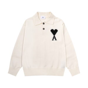 Ami Paris Ami de Coeur Oversize Polo Sweater