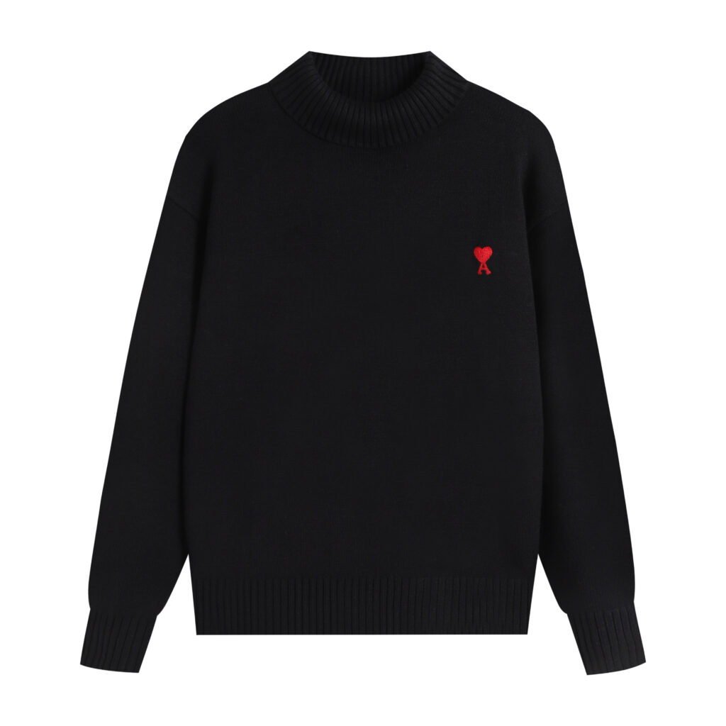 Ami Paris Ami de Coeur Mock Neck Sweater