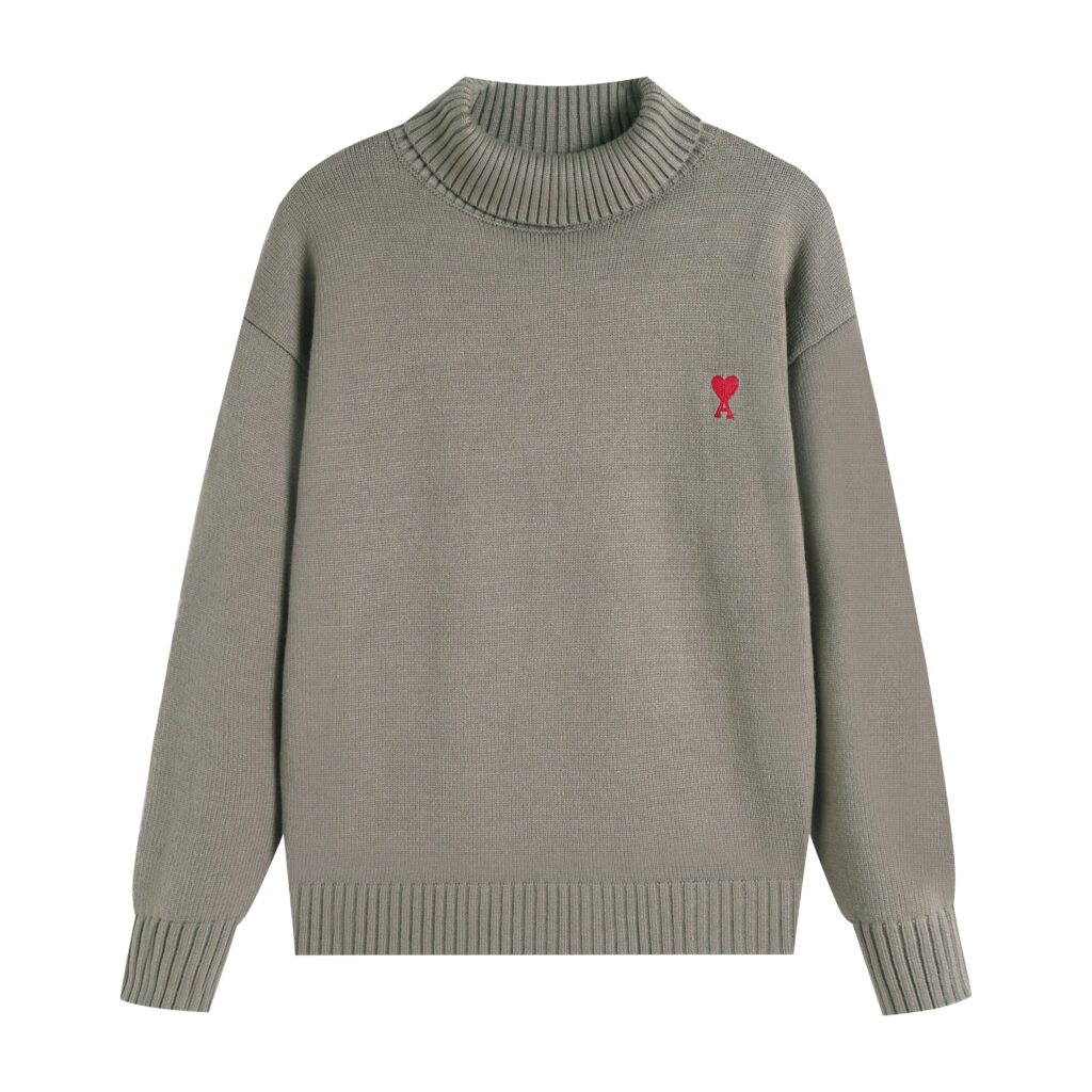 Ami Paris Ami de Coeur Mock Neck Sweater