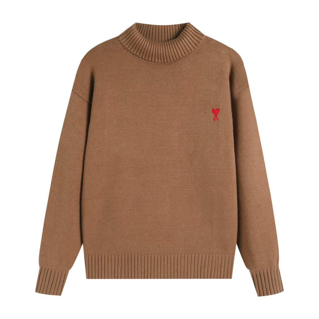 Ami Paris Ami de Coeur Mock Neck Sweater