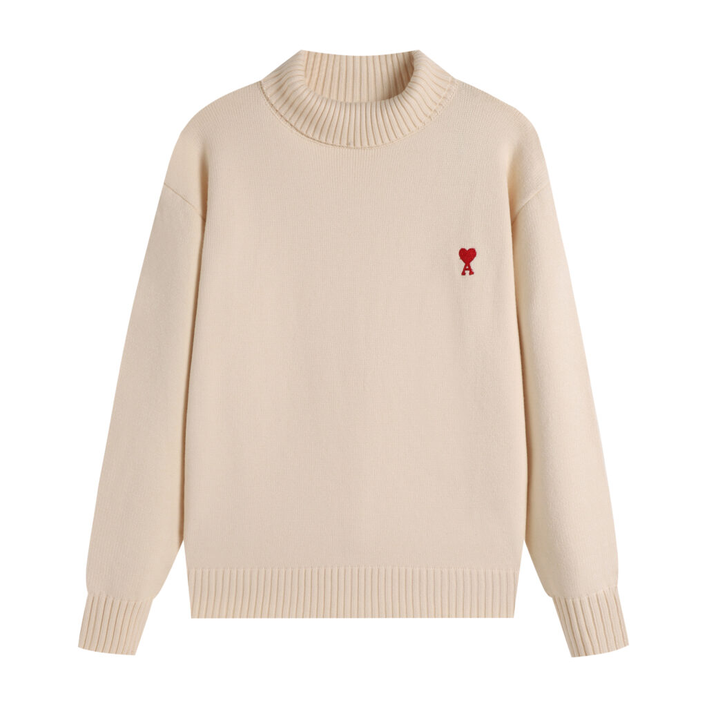 Ami Paris Ami de Coeur Mock Neck Sweater