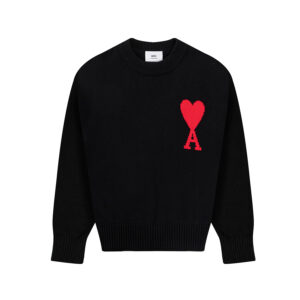 AMI Paris Ami De Coeur Sweater Black Red Heart