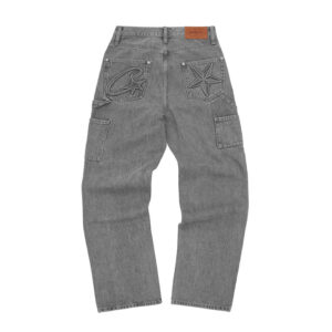 Corteiz Embossed C-star Denim Work Pant Grey