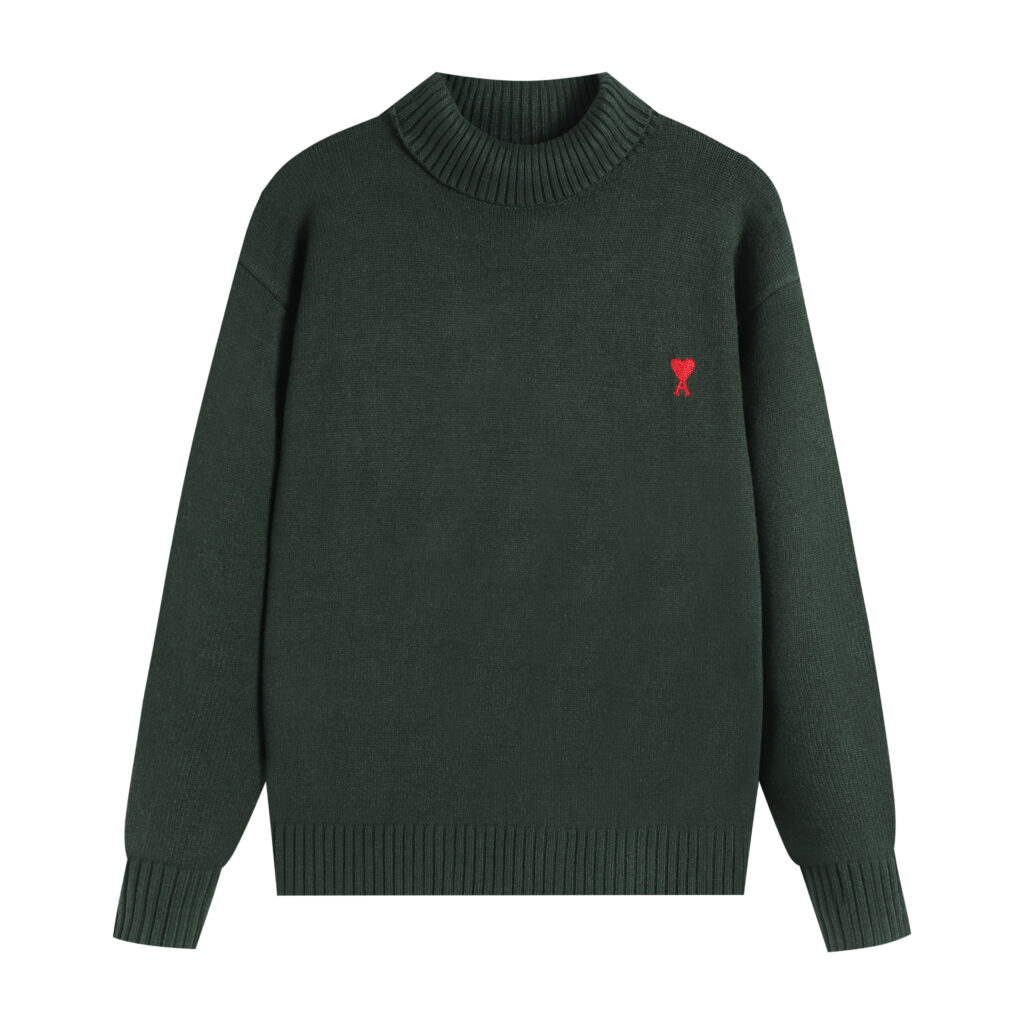 Ami Paris Ami de Coeur Mock Neck Sweater