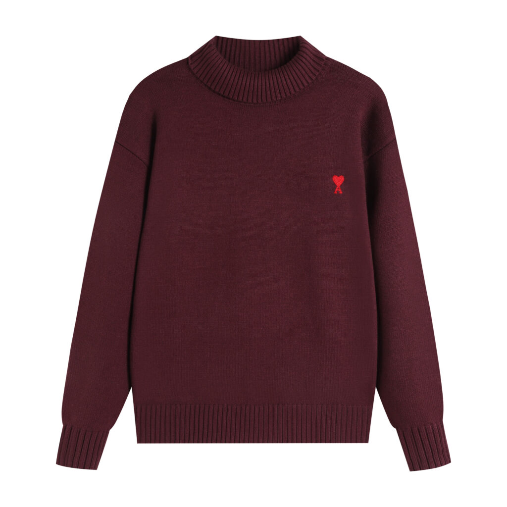 Ami Paris Ami de Coeur Mock Neck Sweater