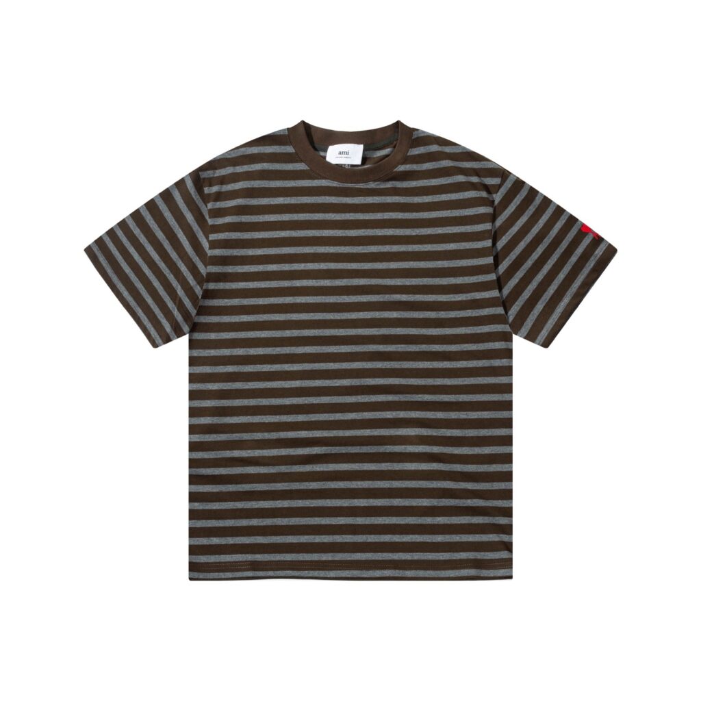 Ami Paris Striped Ami de Coeur T-Shirt