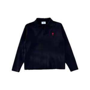 Ami Paris Long-Sleeved Knit Polo