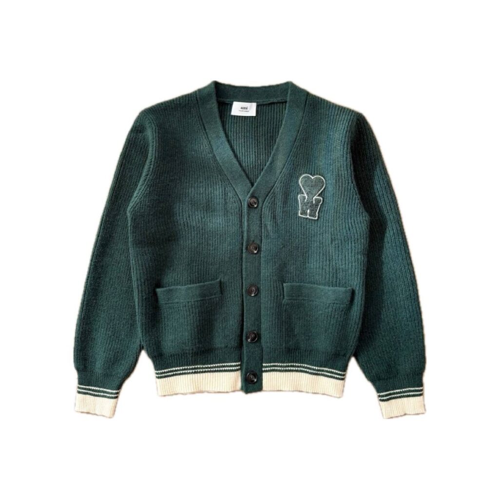 Ami Paris Ami de Coeur Ribbed Cardigan