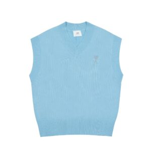 Ami Paris Ami de Coeur Tonal Patch Sleeveless V-Neck Sweater
