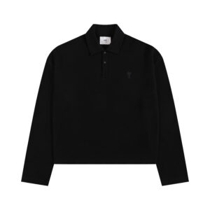 Ami Paris Ami de Coeur Tonal Patch Long Sleeve Polo