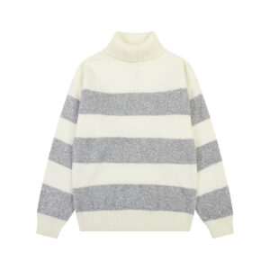 Ami Paris Lurex Striped Funnel Neck Sweater
