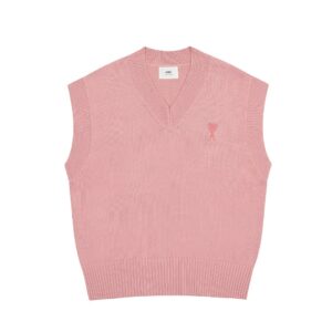Ami Paris Ami de Coeur Tonal Patch Sleeveless V-Neck Sweater