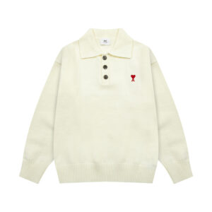 Ami Paris Ami de Coeur Buttoned Polo Sweater