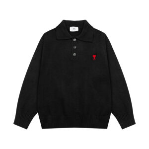 Ami Paris Ami de Coeur Buttoned Polo Sweater