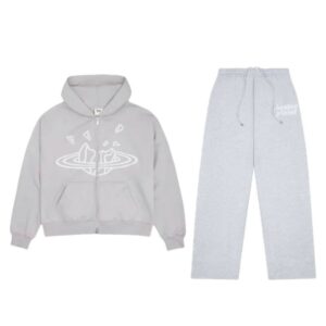 Broken Planet Heather Grey Zip Up Tracksuit