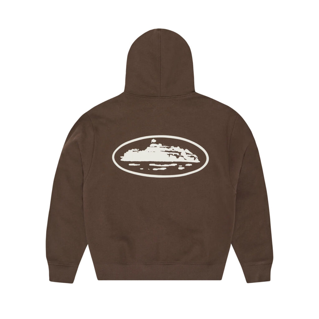 Corteiz Island Puff Print Zip Hoodie Brown