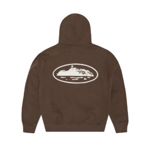 Corteiz Island Puff Print Zip Hoodie Brown