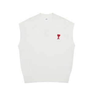 Ami Paris Ami de Coeur Tonal Patch Sleeveless V-Neck Sweater