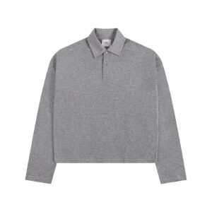 Ami Paris Ami de Coeur Tonal Patch Long Sleeve Polo