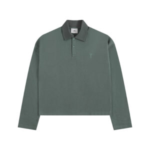Ami Paris Ami de Coeur Tonal Patch Long Sleeve Polo
