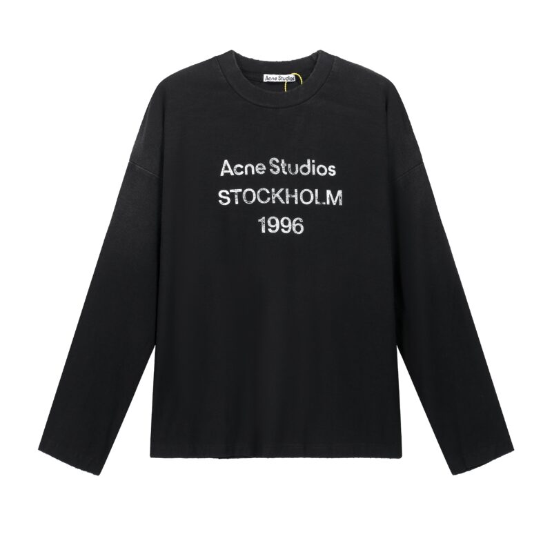 Acne Studios Distressed Logo Long-Sleeved T-Shirt