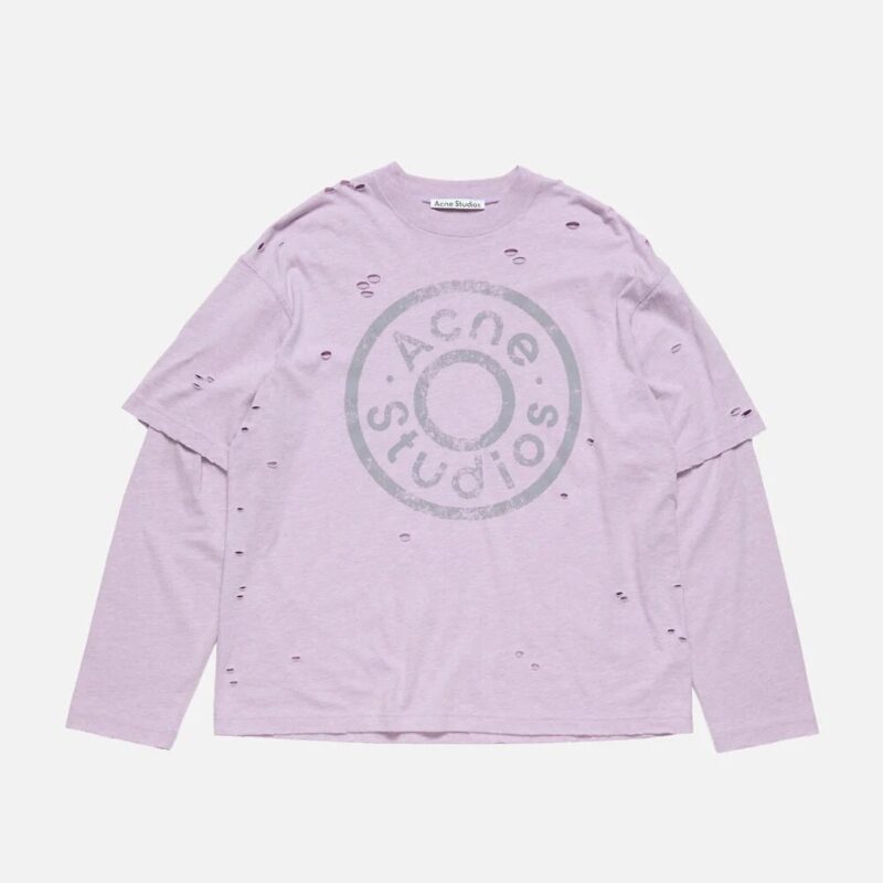 Acne Studios Distressed Double-Layer Long-Sleeved T-Shirt