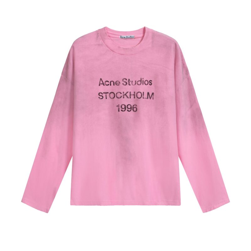 Acne Studios Distressed Logo Long-Sleeved T-Shirt
