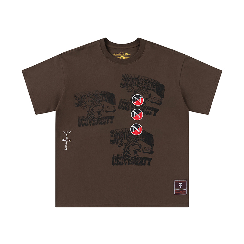 Travis Scott x Mitchell & Ness Northeastern University Tee Brown