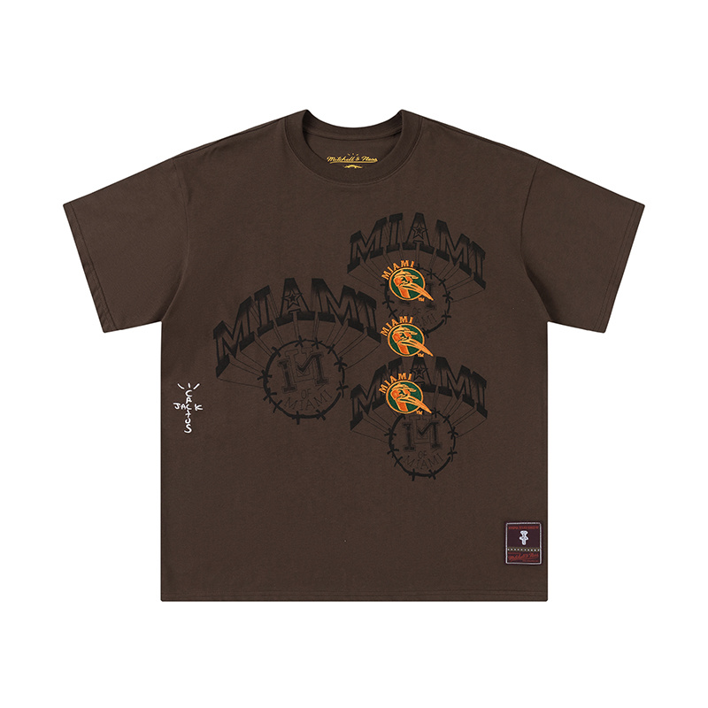 Travis Scott x Mitchell & Ness Miami Hurricanes Seal Tee Brown