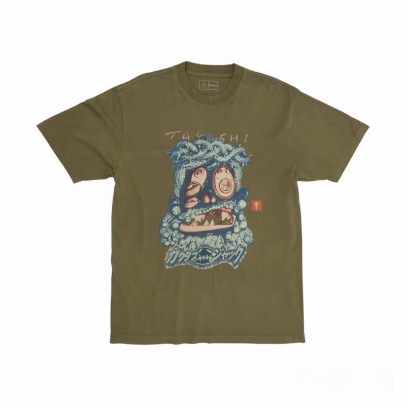 Travis Scott Cactus Jack x Takashi Murakami Tee Olive