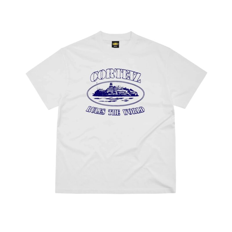 Corteiz RTW Alcatraz White & Navy Tee