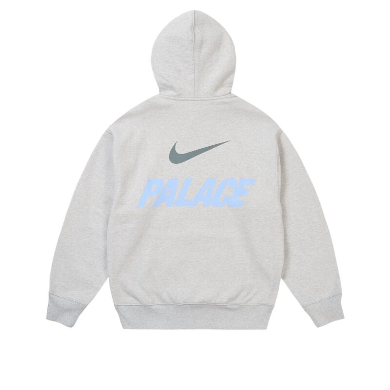 Palace x Nike Font Swoosh Hoodie Light Grey