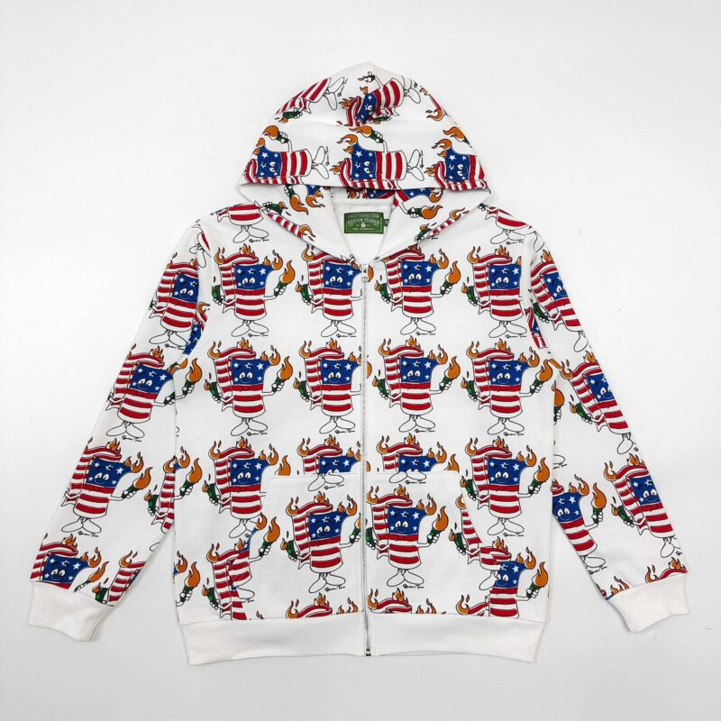Denim Tears Firecracker Zip Hoodie White